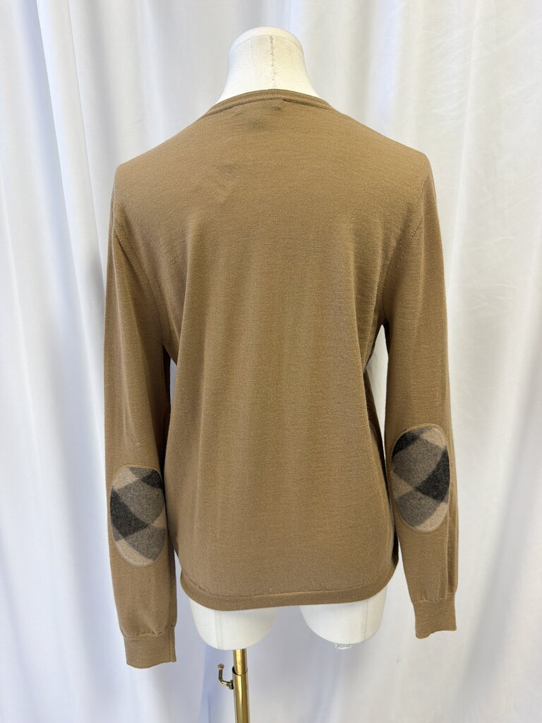 Burberry Brit Plaid Patchwork Elbow Merino Wool Sweater