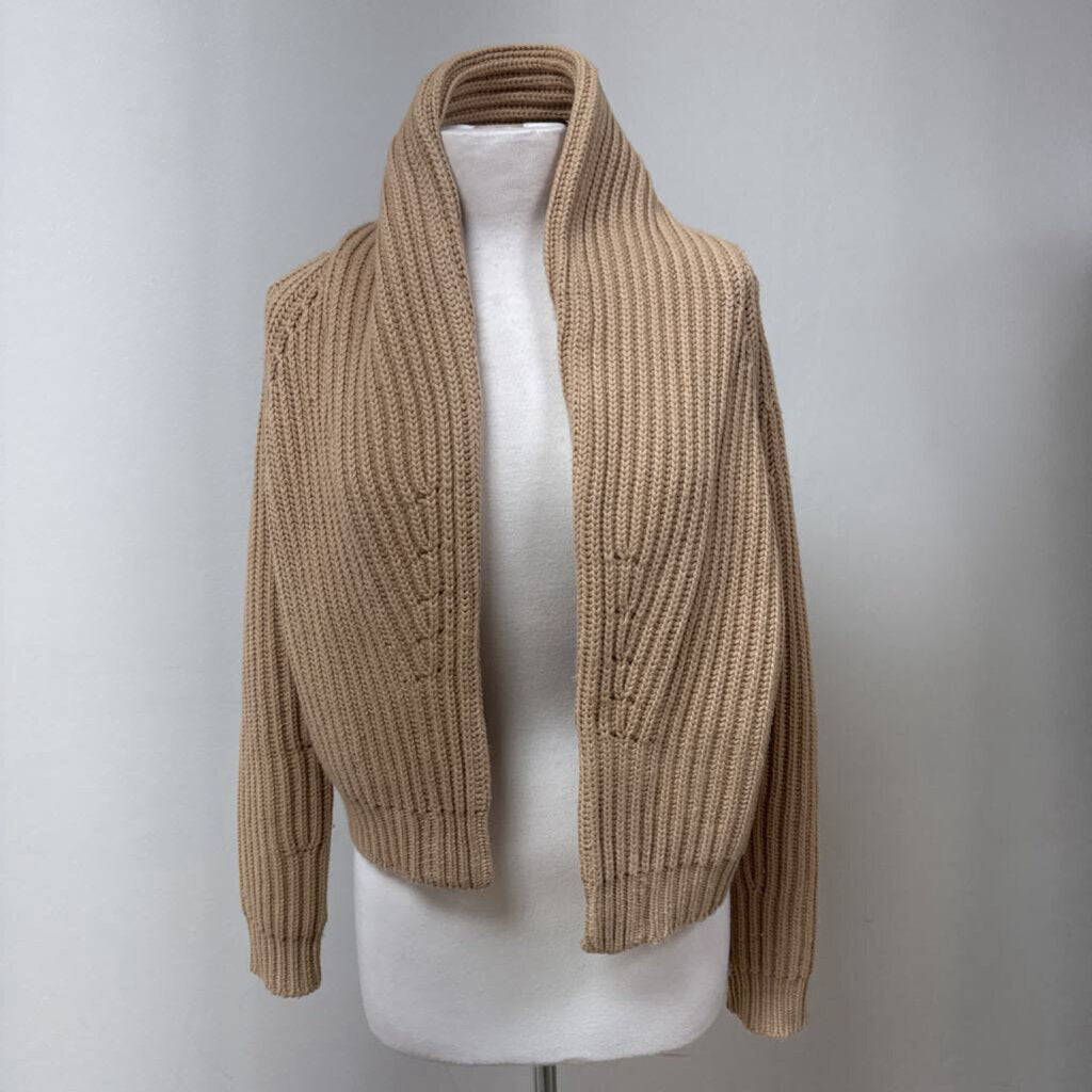 Vince Camel Chunky Knit Cropped Shawl Collar Cardigan