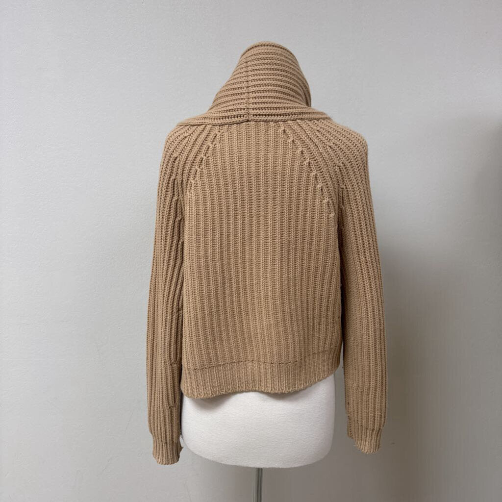 Vince Camel Chunky Knit Cropped Shawl Collar Cardigan