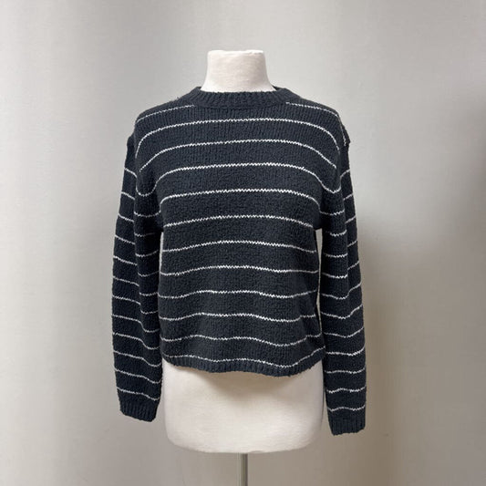 Vince Grey Striped Cropped Sweater