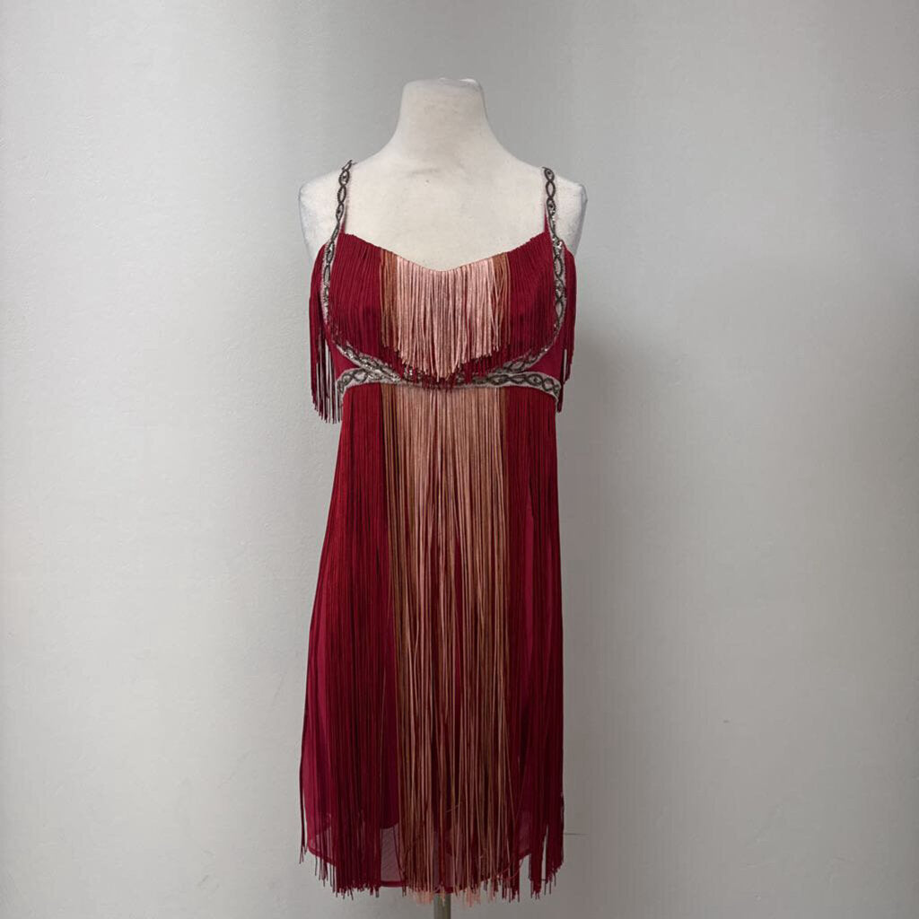 Free People Maroon Fringe Dress NWT