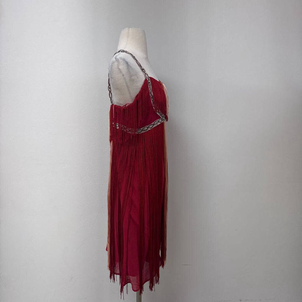 Free People Maroon Fringe Dress NWT