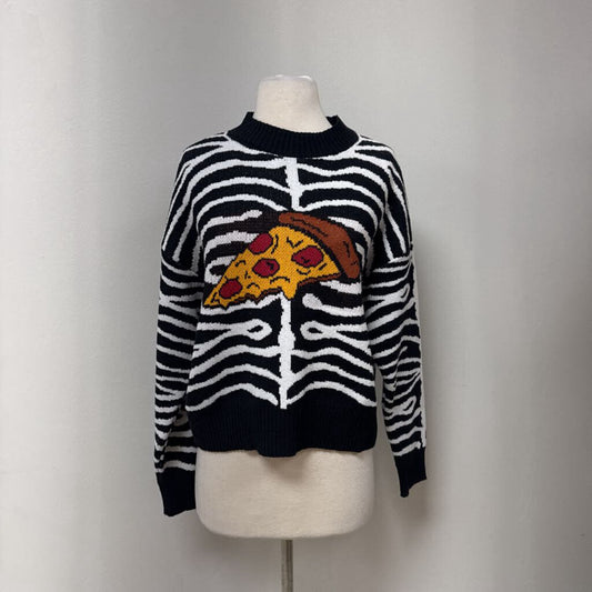 Zara Black/White Zebra Graphic Sweater NWT