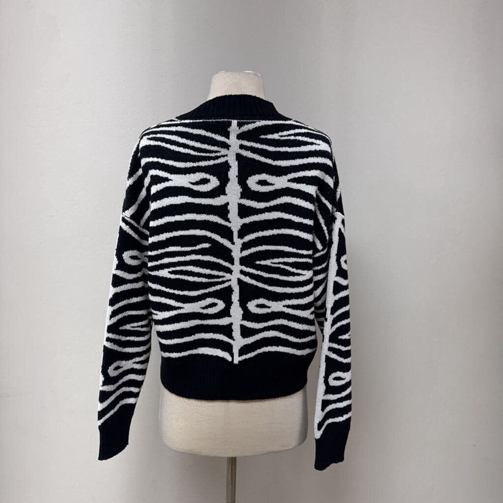 Zara Black/White Zebra Graphic Sweater NWT