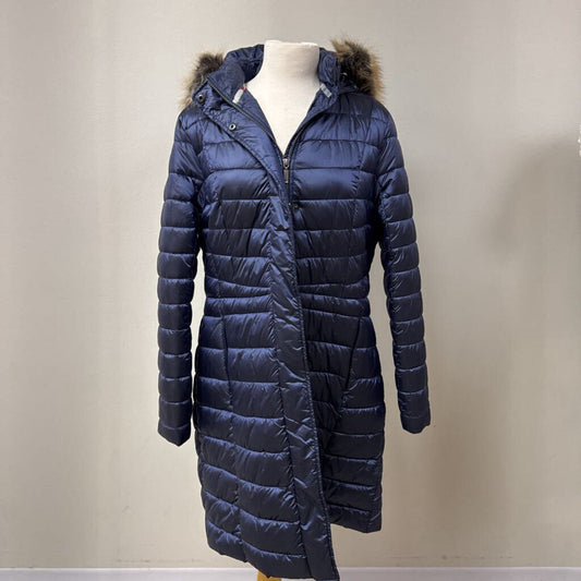 Barbour Blue Quilted Fur Trimmed Parka