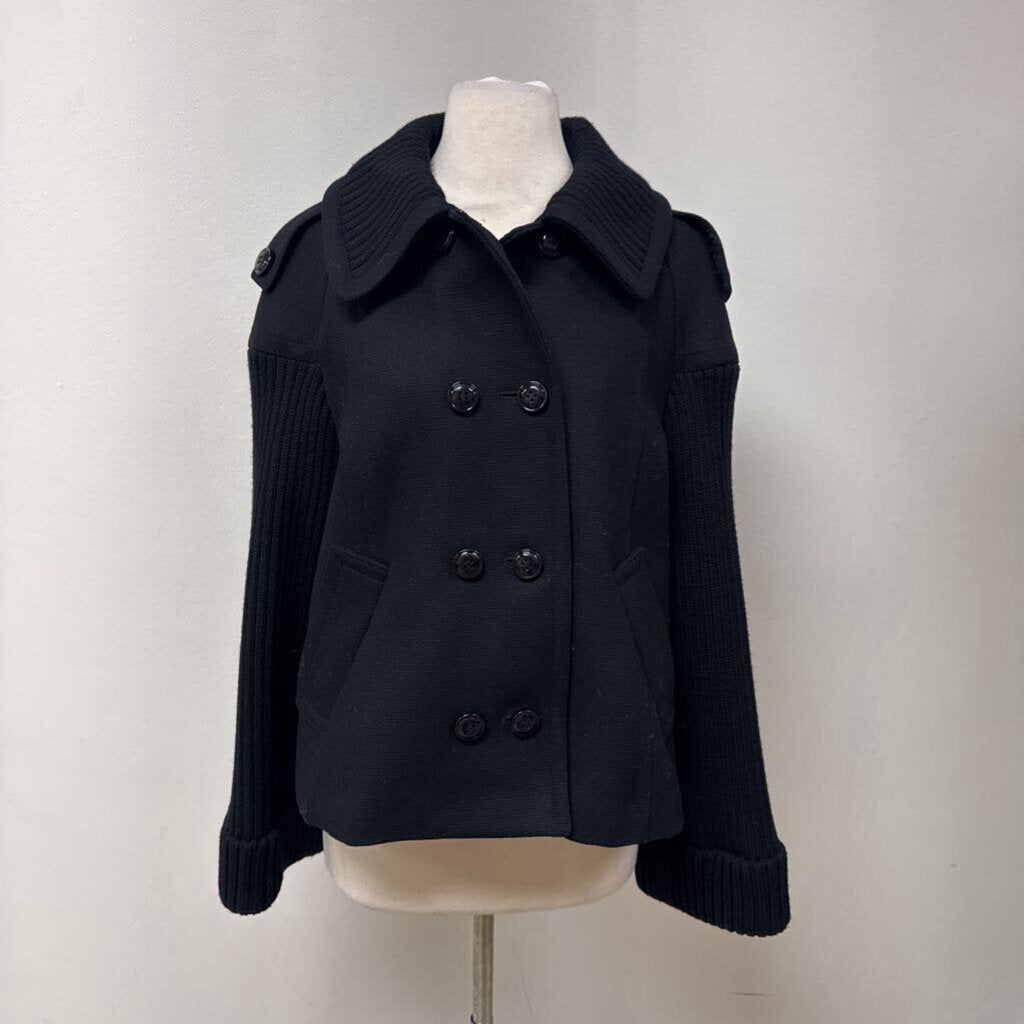 Burberry Black Wool Cropped Peacoat