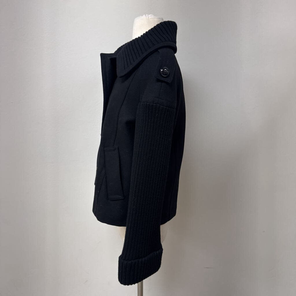 Burberry Black Wool Cropped Peacoat