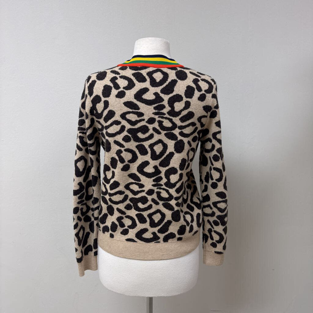 Kule Tan Animal Print Cardigan