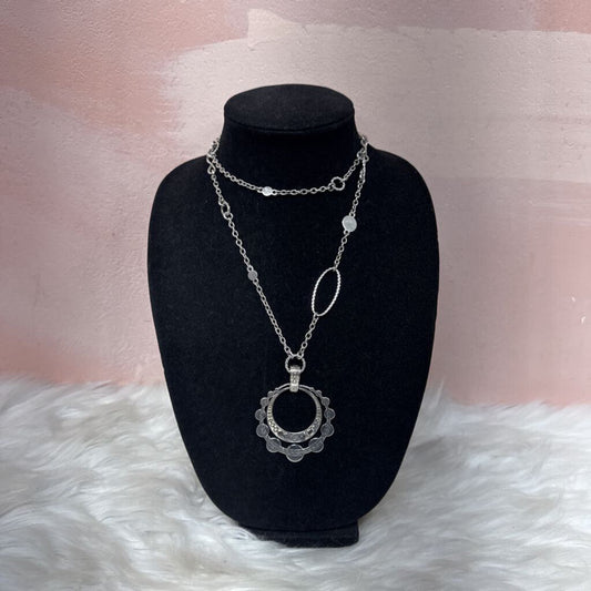 John Hardy Silver Open Circle Pendant Necklace