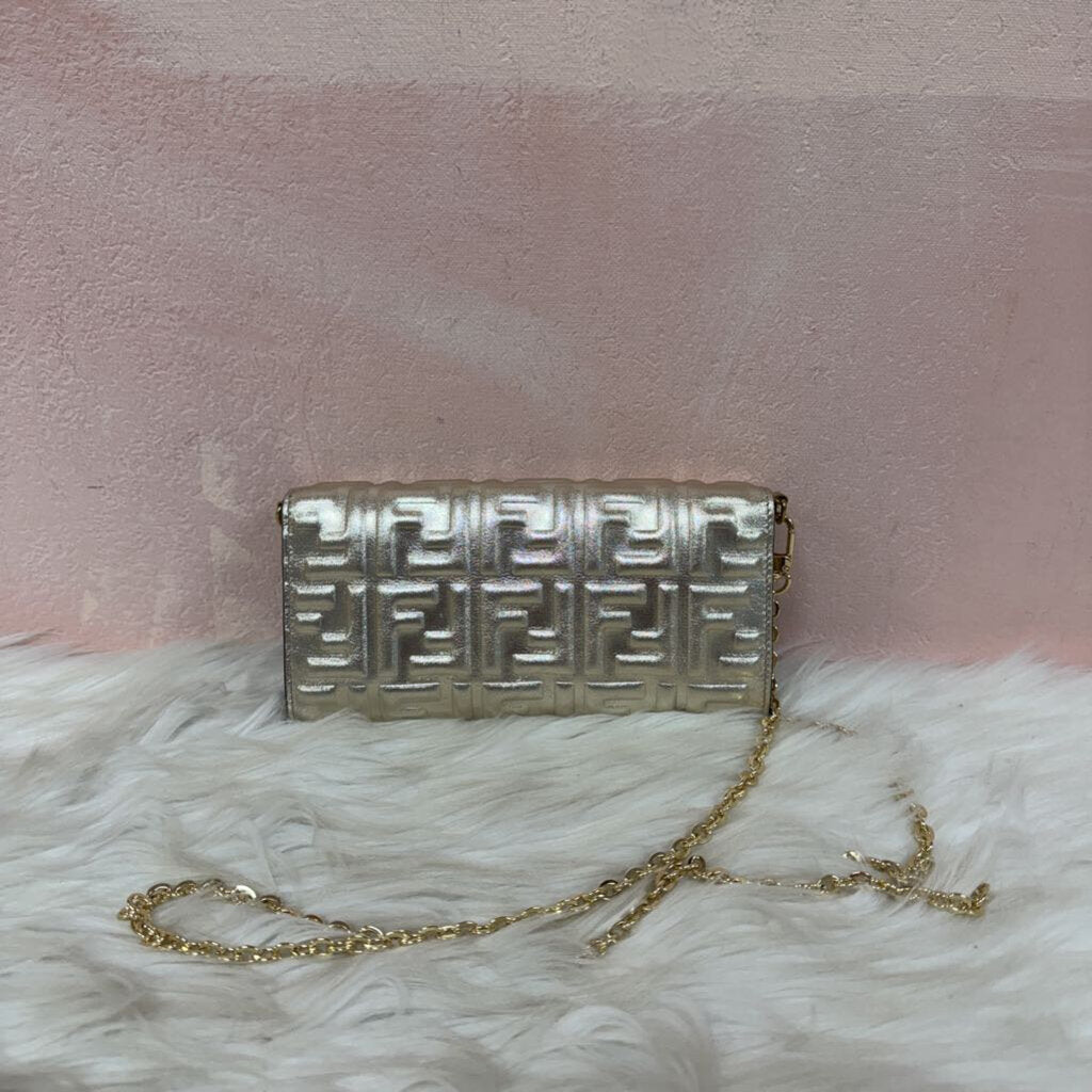 Fendi Gold Baguette Continental Wallet On a Chain Orig $1190 in stores)