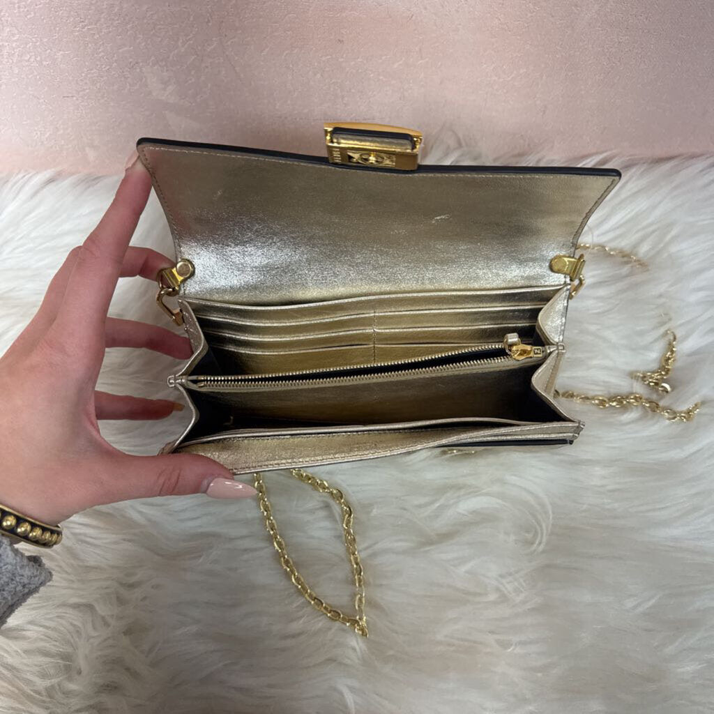 Fendi Gold Baguette Continental Wallet On a Chain Orig $1190 in stores)