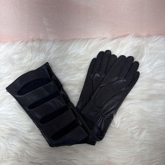 Nordstrom Black Leather Cut Out Opera Gloves