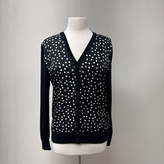 Dolce & Gabbana Black and White Silk Polka Dot Cardiganq