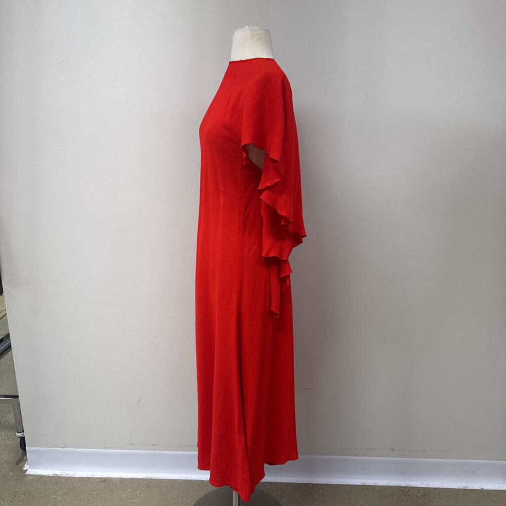 Victoria Beckham Red Flutter Sleeve Midi Dress