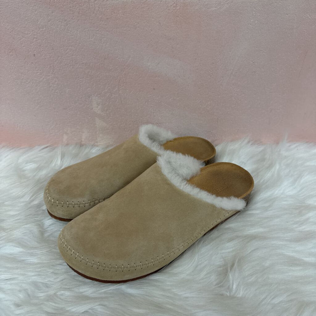 Jenni Kayne Tan Suede and Shearling Mules