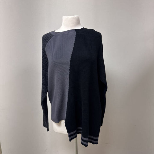 Planet Grey Ribbed Asymmetrical Sweater