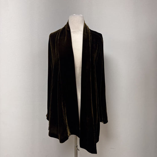 Eileen Fisher Moss Velvet Open Cardigan