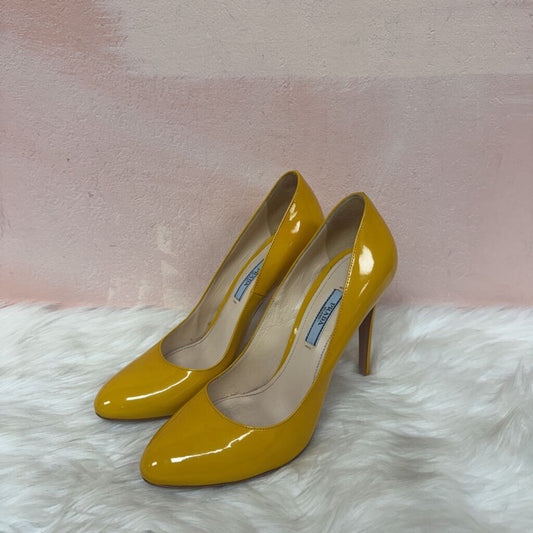 Prada Mustard Patent Pump