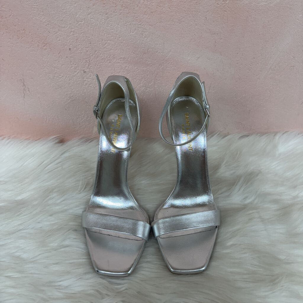 Saint Lautent Silver Open Toe Heel