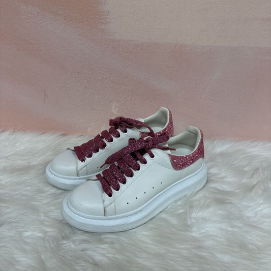 Alexander McQueen Pink Glitter Leather Sneaker