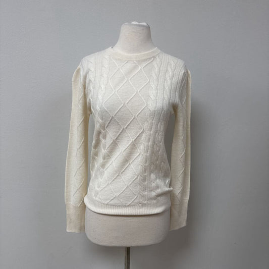 EK Knitwear Ivory Cashmere Cable Knit Sweater NWT