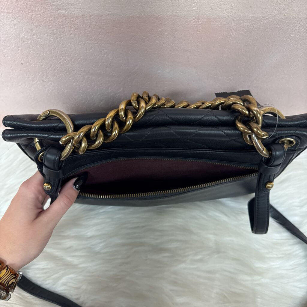 Chanel Black Caviar Leather Trapezio Flap Bag '13-'14