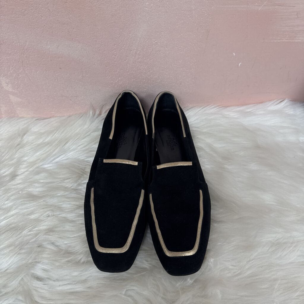 Hermes Black Suede Loafer