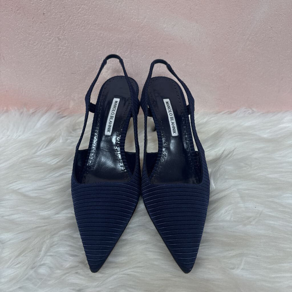 Manolo Navy Slingback Heel