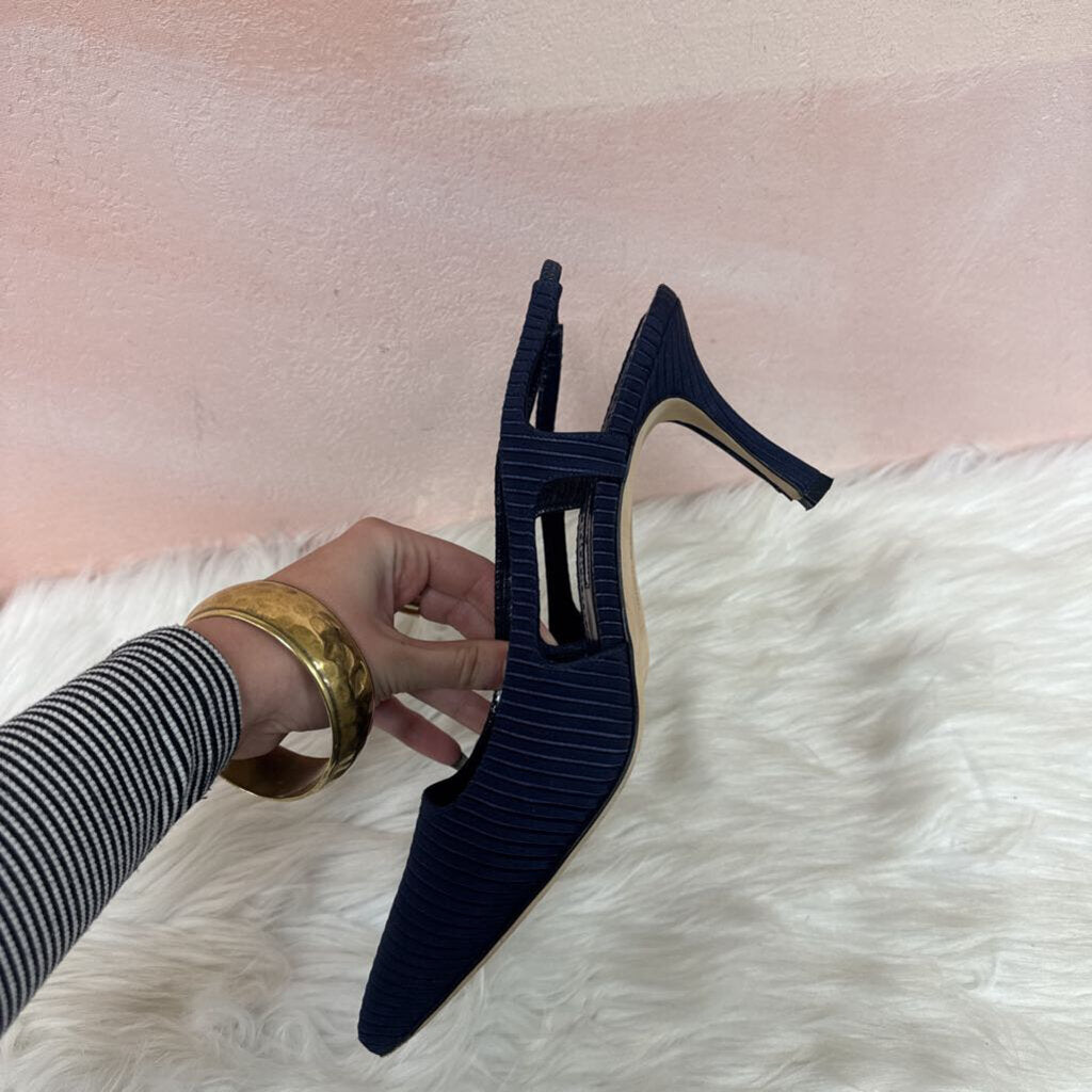 Manolo Navy Slingback Heel