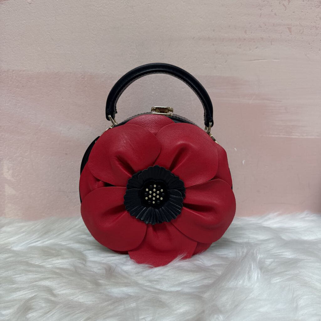 Kate Spade Black and Red Rosette Shoulder Bag