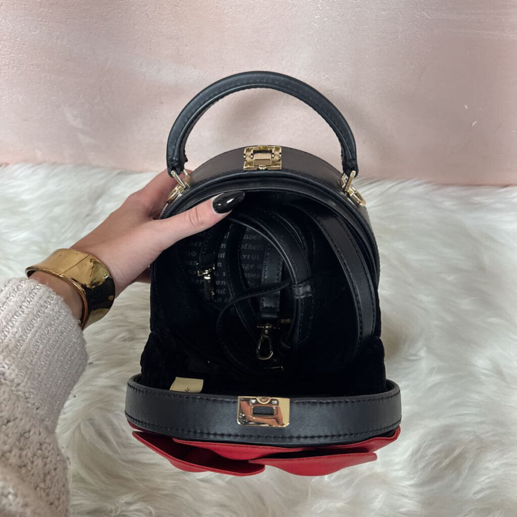 Kate Spade Black and Red Rosette Shoulder Bag