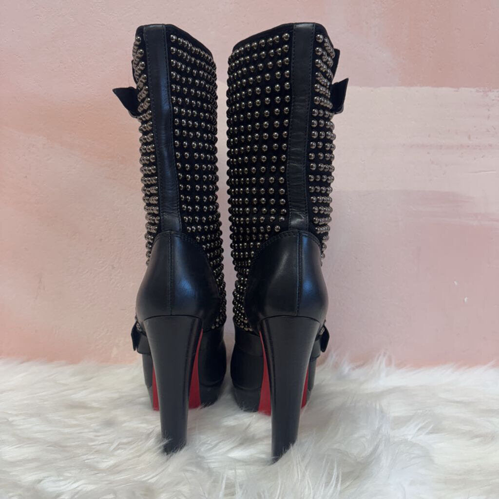 Louboutin Black Studded Biker Boots