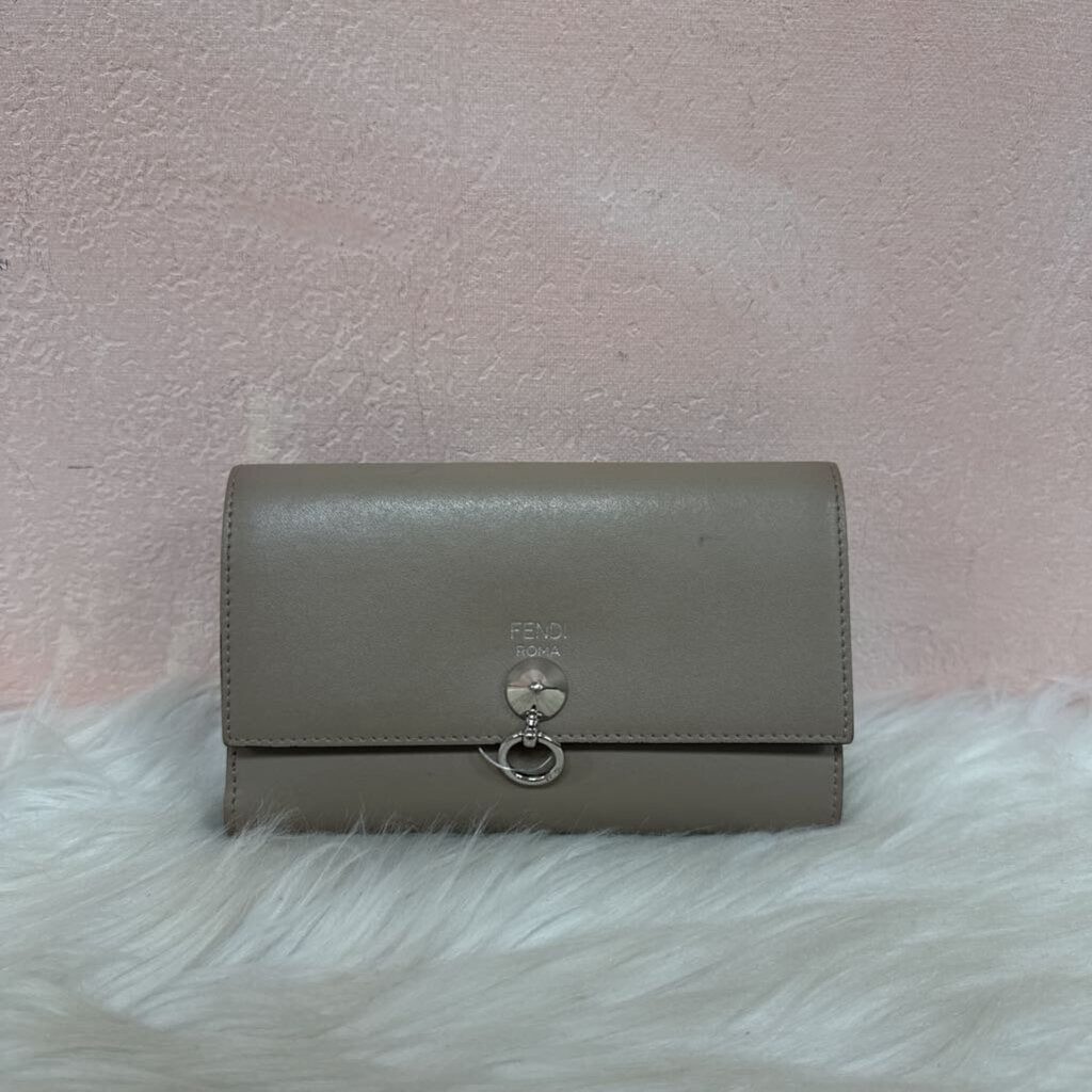 Fendi Tan Leather Flap Wallet