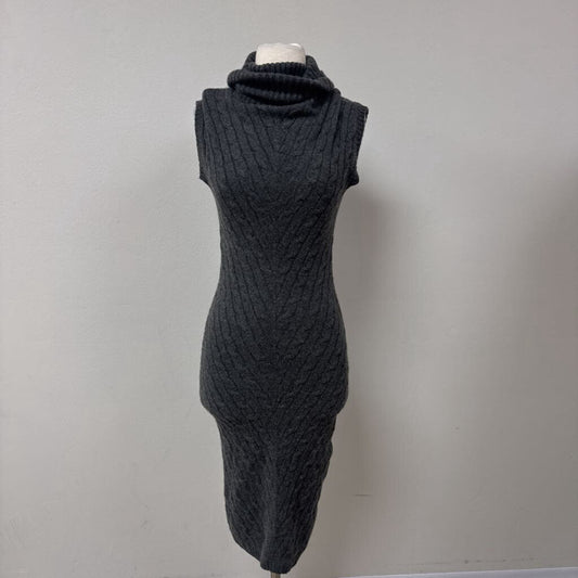 Ralph Lauren Grey Cashmere Cable Knit Turtleneck Sweater Dress