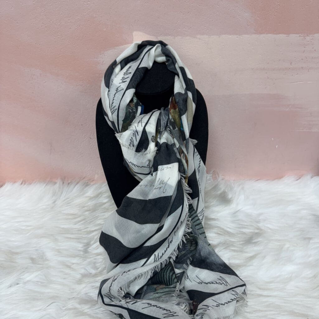 Alexander McQueen Striped Skull Scarf