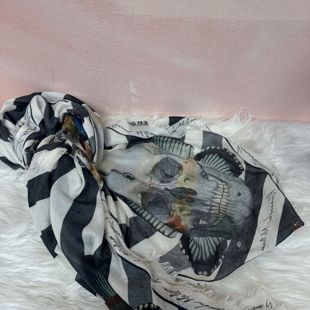 Alexander McQueen Striped Skull Scarf