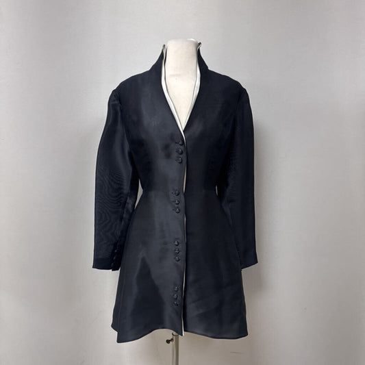 Lanvin Paris Vintage Silk Tunic Jacket W/Pleated Underlay