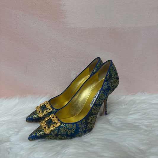 Manolo Blahnik Satin Tapestry Print Pump