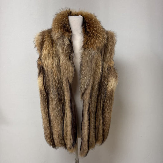 Fox Fur Long Vest With Collar