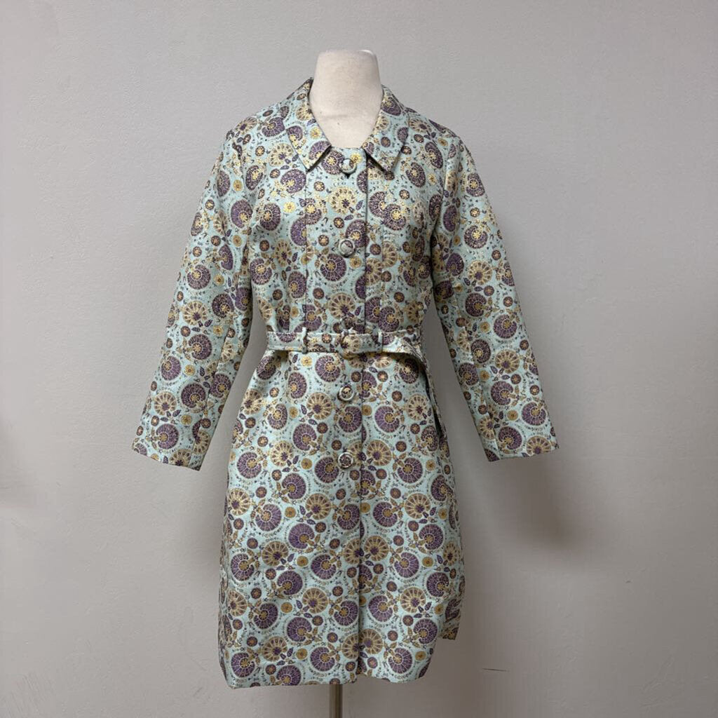 Frances Valentine Light Blue Jacquard Coat NWT