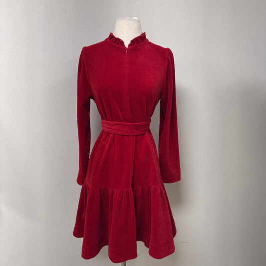 Me + Em Red Velvet Belted Dress NWT