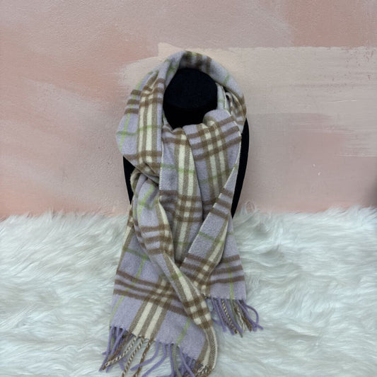 Burberry Lilac Plaid Cashmere Scarf