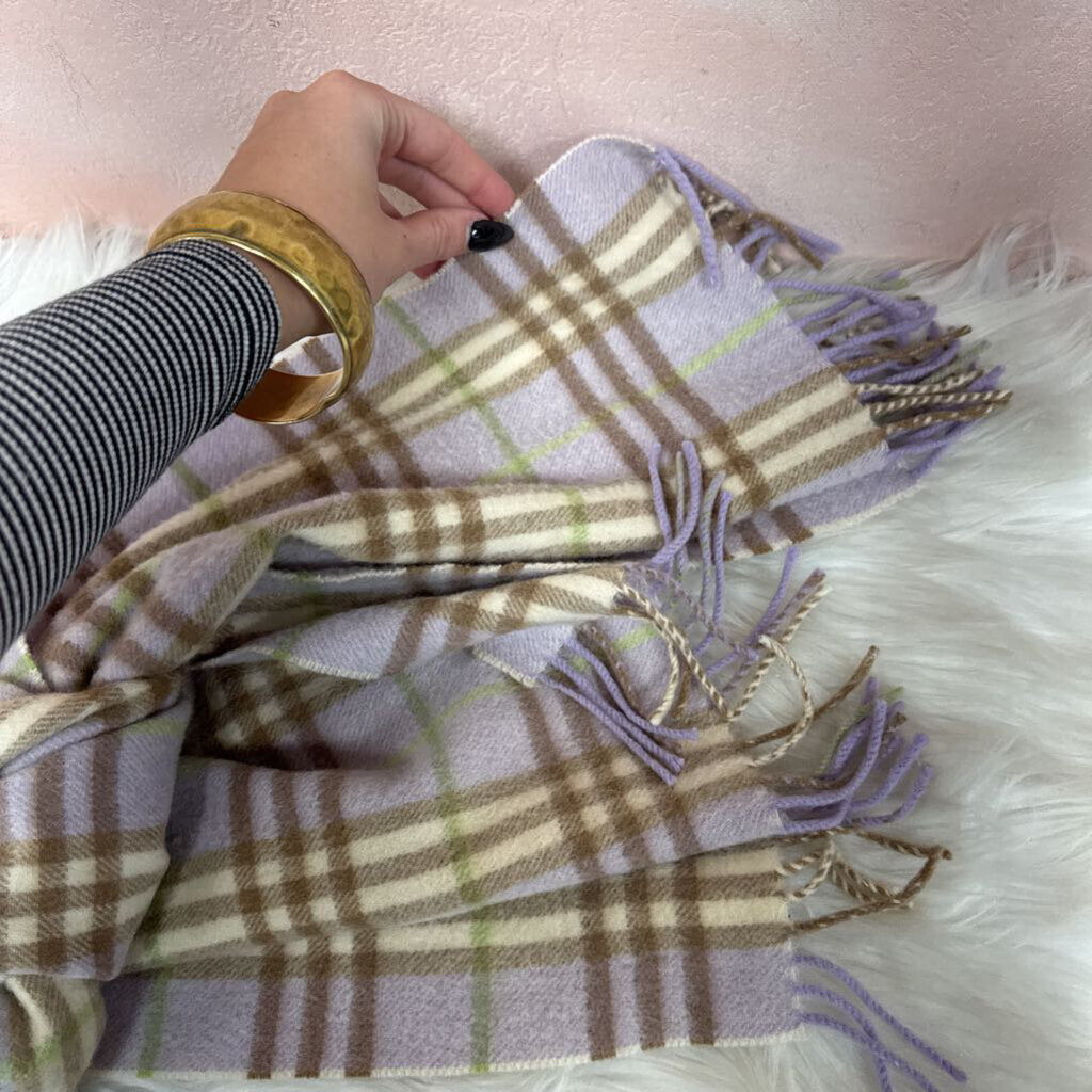 Burberry Lilac Plaid Cashmere Scarf