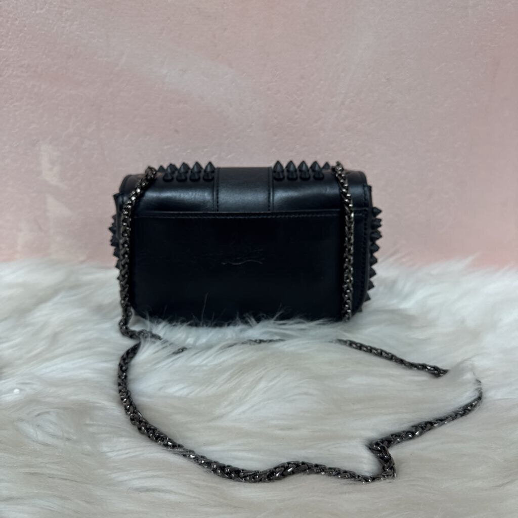 Louboutin Black Studded Bow Accent Mini Flap Bag