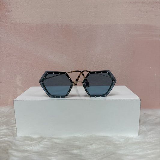 Valentino Blue Embellished Square Sungalsses