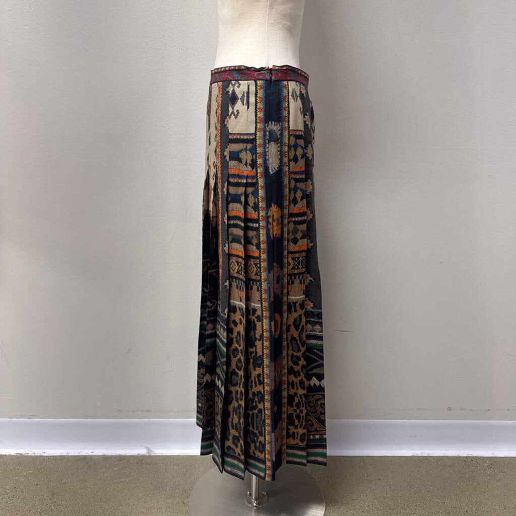 Etro Silk Box Pleat Maxi Skirt