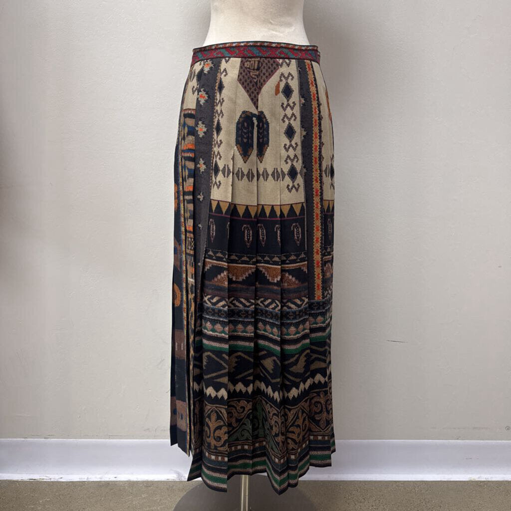 Etro Silk Box Pleat Maxi Skirt