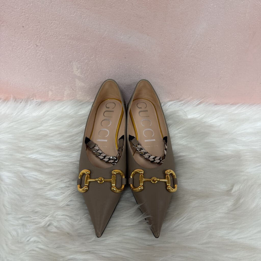 Gucci Tan Horsebit Accent Mary Jane Flat (As Is)