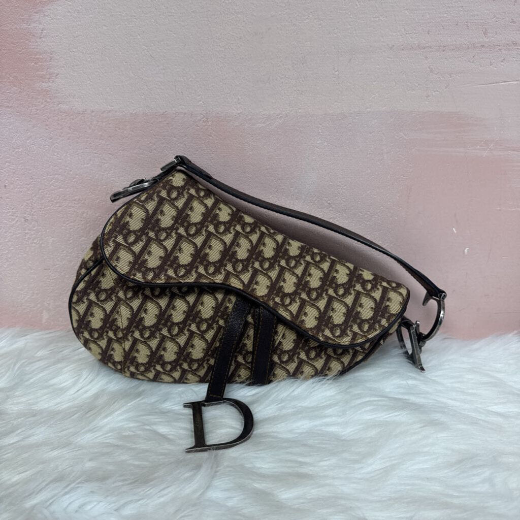 Christian Dior Monogram Fabric Saddle Bag