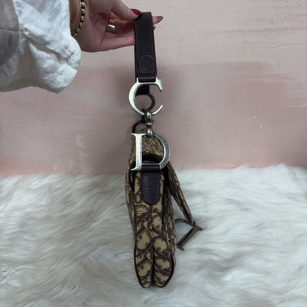 Christian Dior Monogram Fabric Saddle Bag w/Dustbag